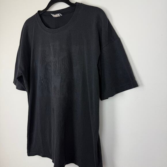 Vintage Unisex Adult Cotton L.A. Embossed Zebra Black T-Shirt One Size Fits All - Picture 4 of 14